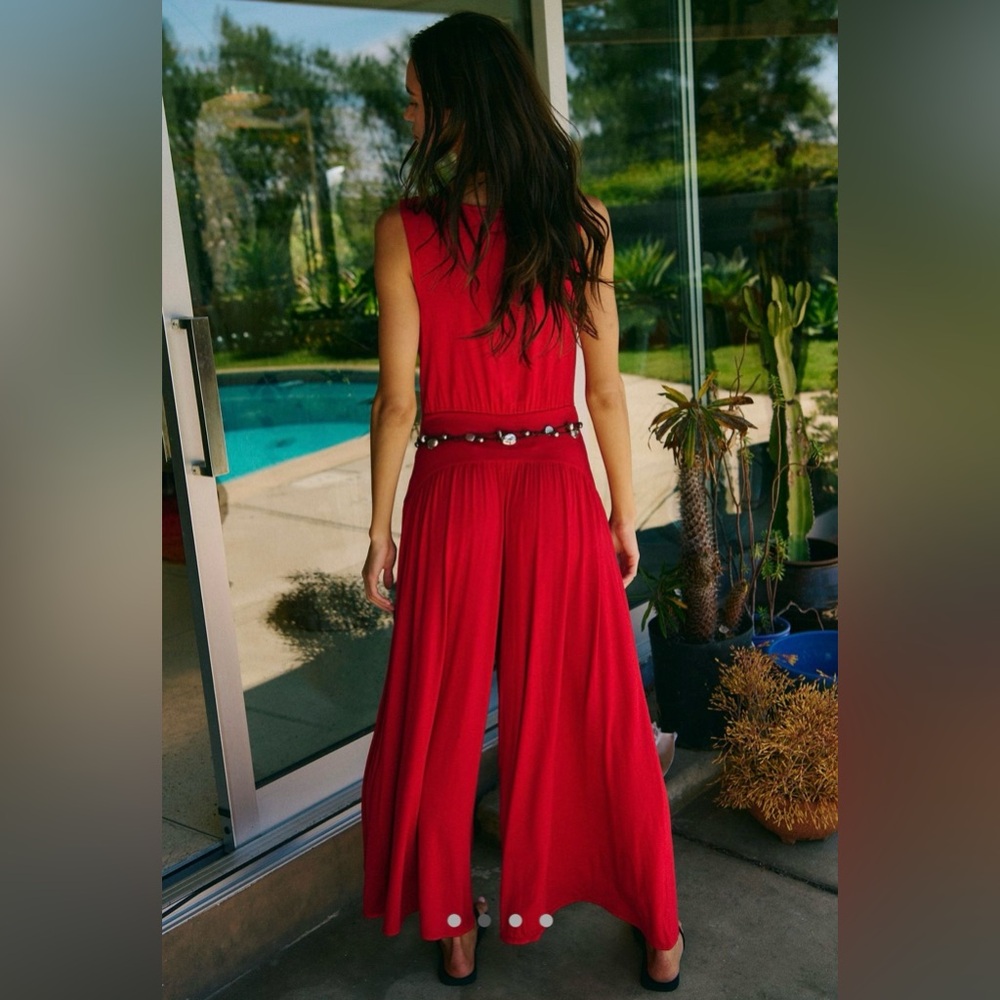 Free People royale one piece in red scarlet size large - Picture 2 of 9